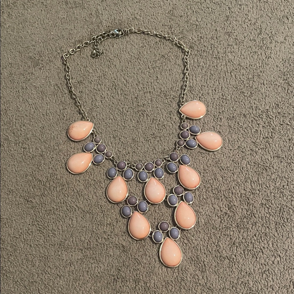Bubble necklace Peach and Grey Statement Necklace